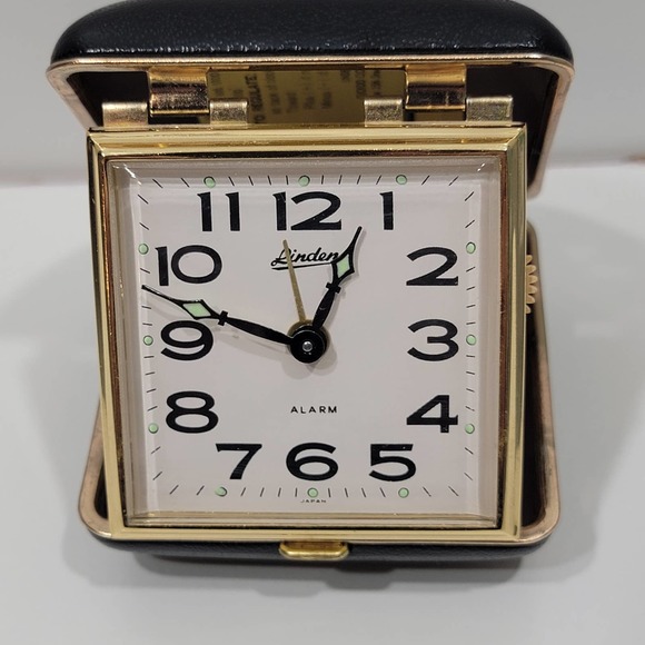 Linden Other Vintage Travel Alarm Linden Wind Up Black Clam Shell